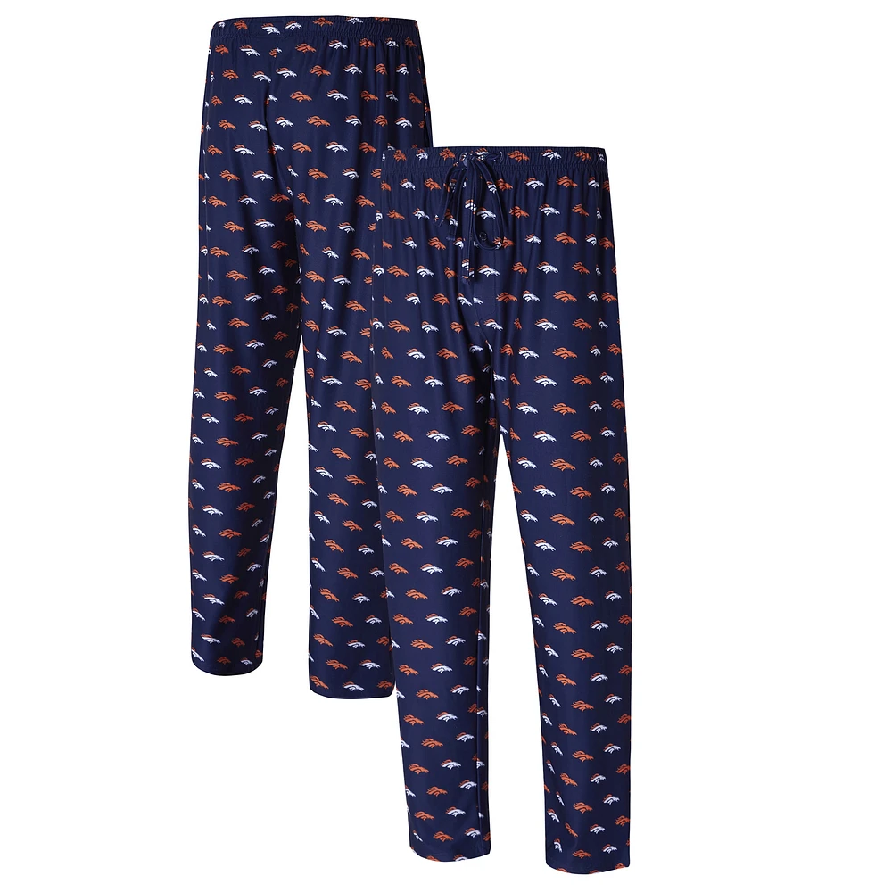 Men's Concepts Sport Navy Denver Broncos Record Allover Print Knit Pants
