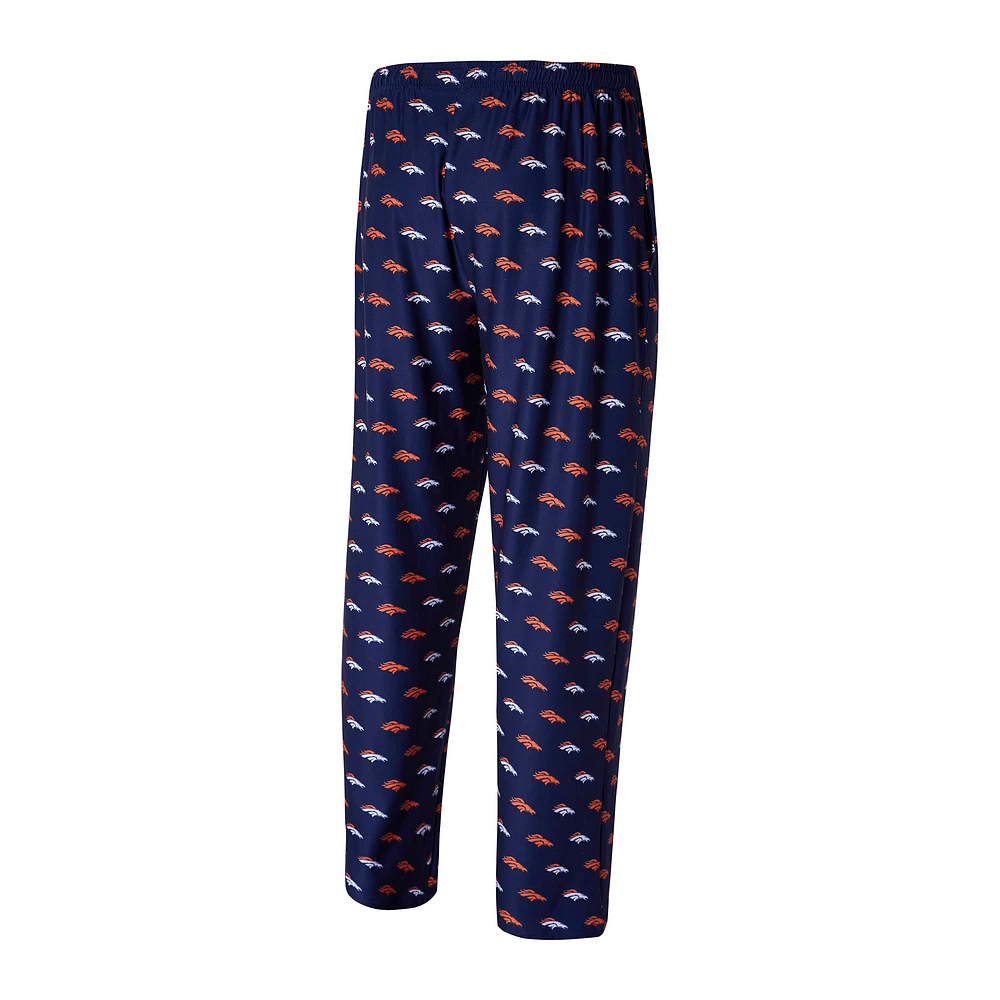 Men's Concepts Sport Navy Denver Broncos Record Allover Print Knit Pants
