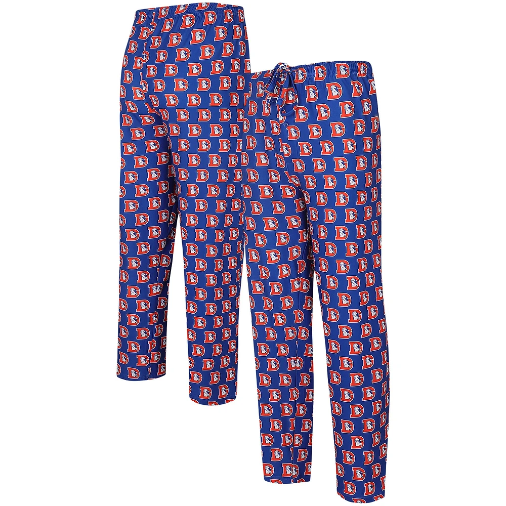 Pantalon en tricot à imprimé intégral Concepts Sport Royal Denver Broncos Gauge Throwback pour hommes