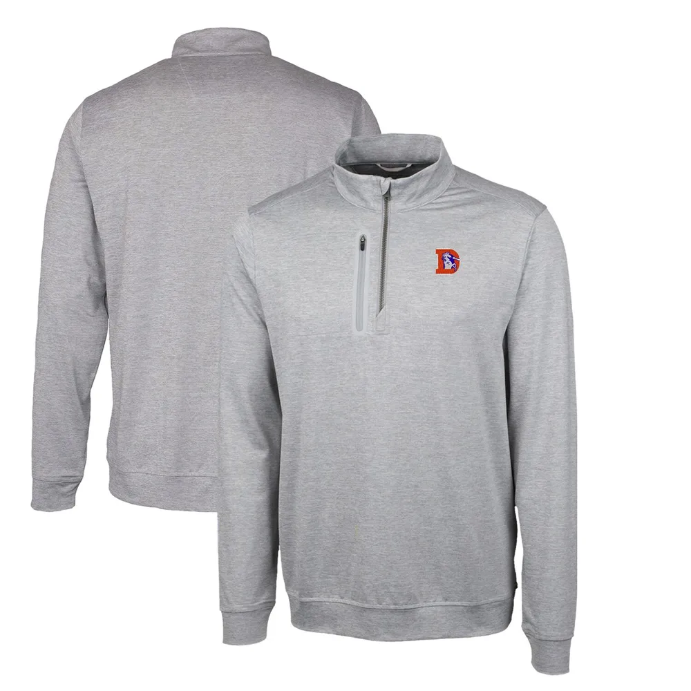 Lids Denver Broncos Cutter & Buck Stealth Heathered Big Tall Throwback Logo  Quarter-Zip Pullover Top