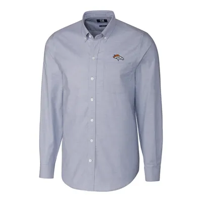 Denver Broncos Cutter & Buck Big Tall Stretch Oxford Long Sleeve Woven Button-Down Shirt - Light Blue