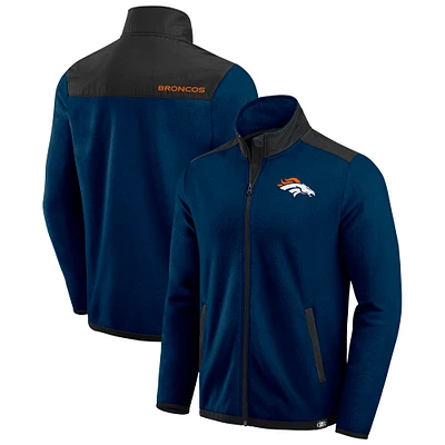 Veste polaire à fermeture éclair intégrale pour homme de la collection Darius Rucker Fanatics, bleu marine, Denver Broncos Color Block