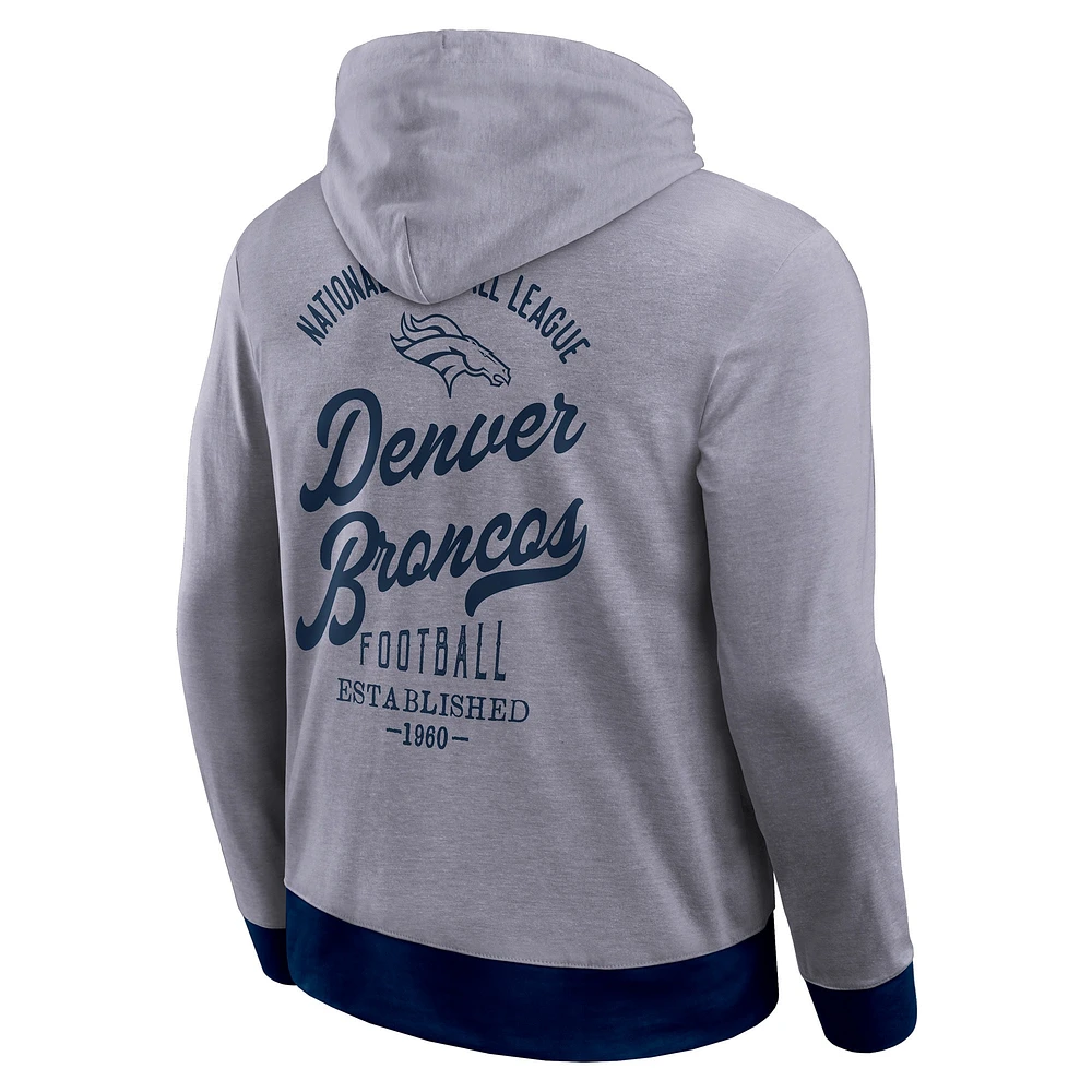 Men's Darius Rucker Collection by Fanatics Navy Denver Broncos Tonal Knit Pullover Hoodie