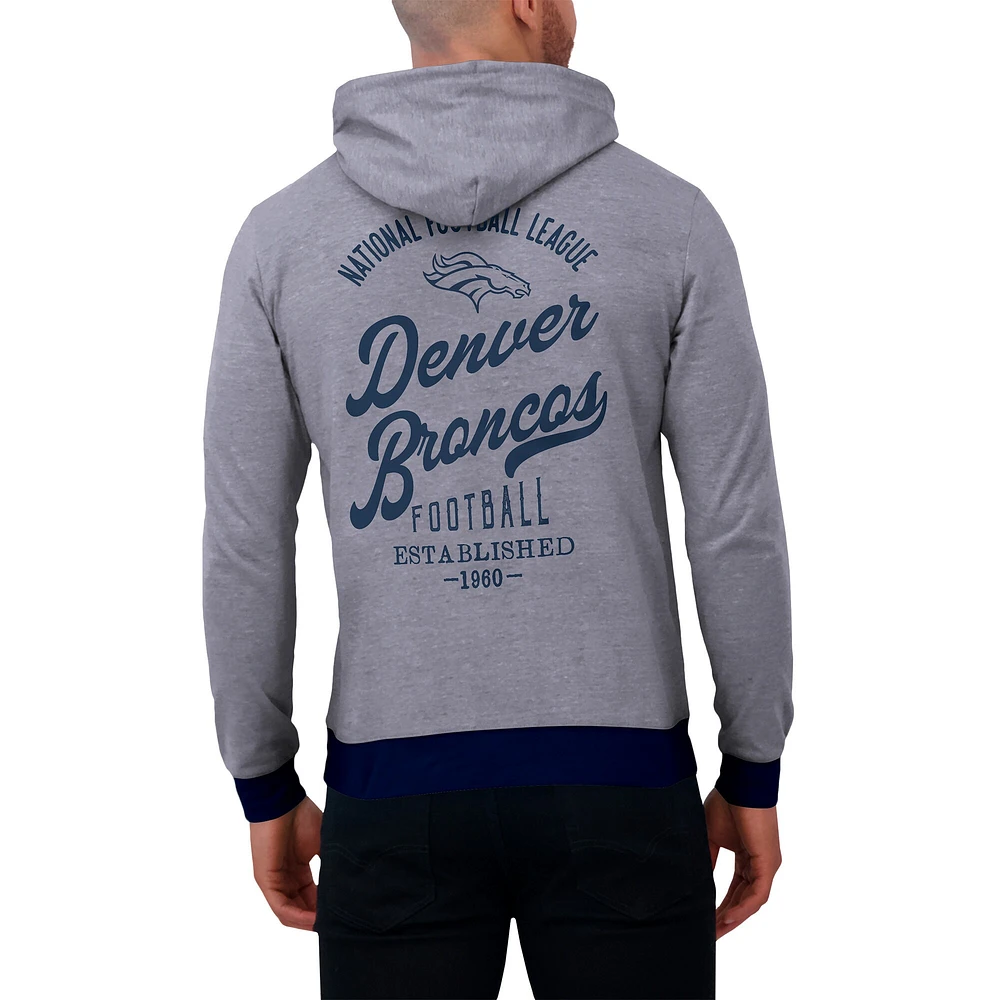 Men's Darius Rucker Collection by Fanatics Navy Denver Broncos Tonal Knit Pullover Hoodie
