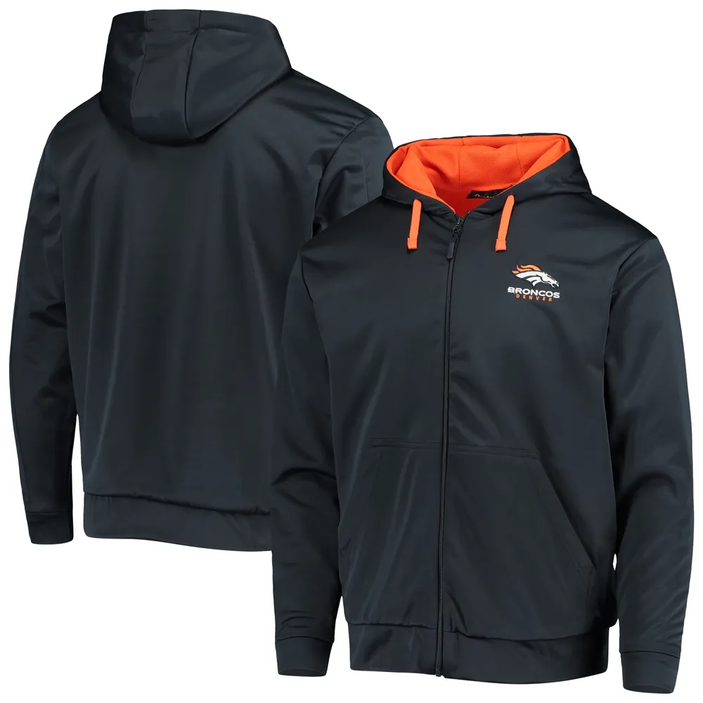 Sweat à capuche entièrement zippé Dunbrooke Denver Broncos Apprentice pour homme, bleu marine/orange