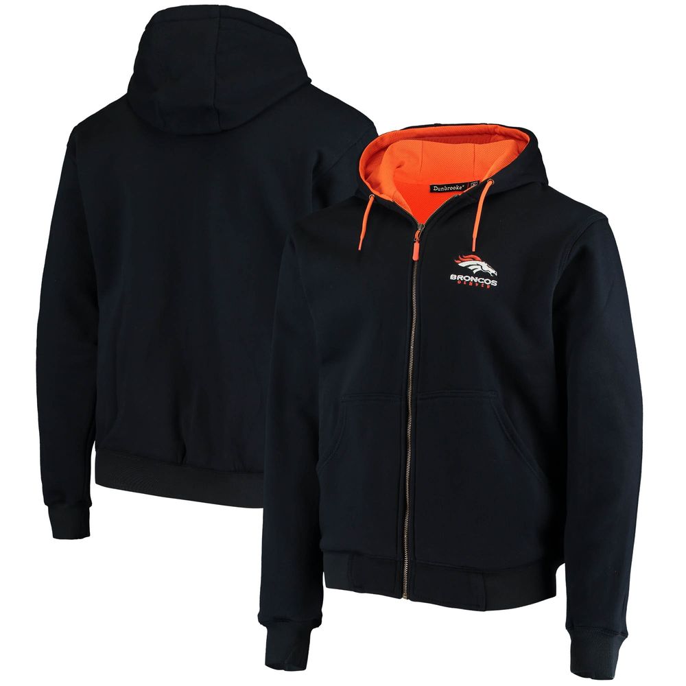 Men's Dunbrooke Navy Denver Broncos Craftsman Thermal-Lined Full-Zip Hoodie