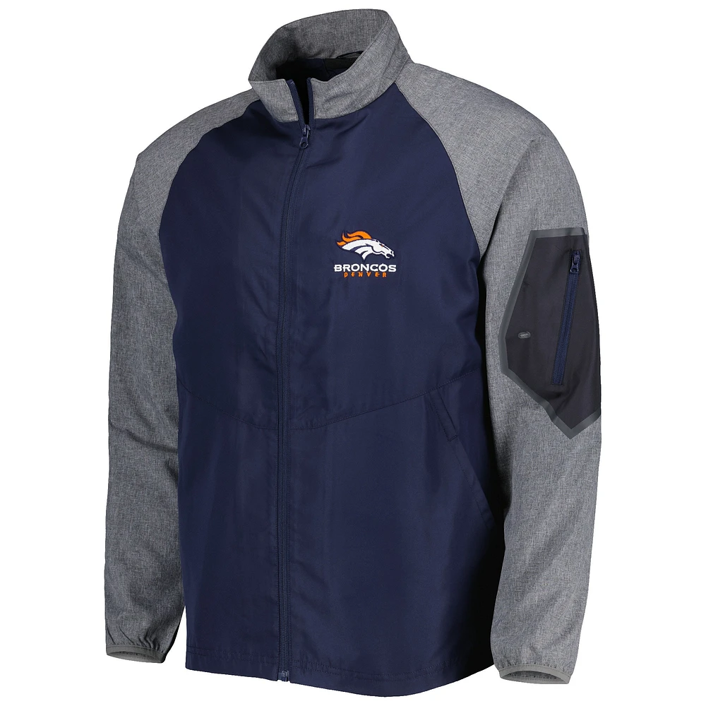 Men's Dunbrooke Navy Denver Broncos Hurricane Raglan Full-Zip Windbreaker Jacket