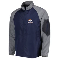 Men's Dunbrooke Navy Denver Broncos Hurricane Raglan Full-Zip Windbreaker Jacket