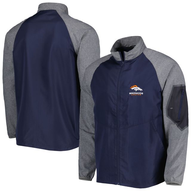 Dunbrooke Navy Denver Broncos Hurricane Raglan Veste coupe-vent entièrement zippée pour homme