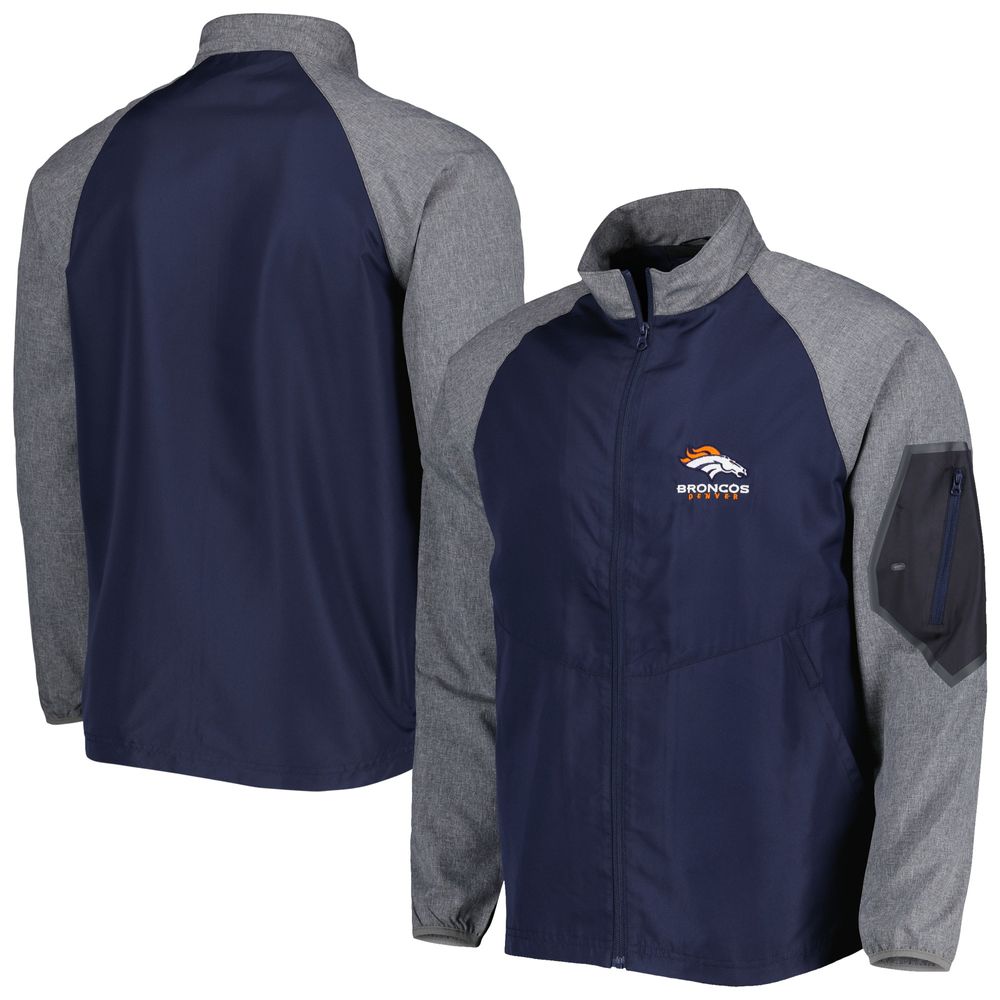 Men's Dunbrooke Navy Denver Broncos Hurricane Raglan Full-Zip Windbreaker Jacket