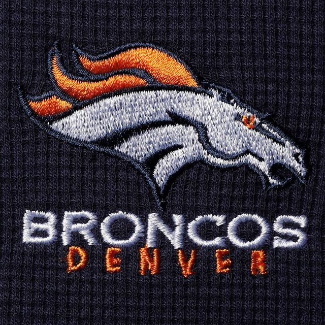 Dunbrooke Navy Denver Broncos Logo Maverick Thermal Henley T-shirt à manches longues pour homme