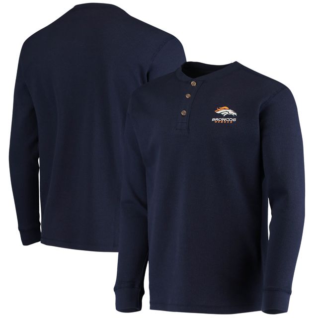 Dunbrooke Navy Denver Broncos Logo Maverick Thermal Henley T-shirt à manches longues pour homme