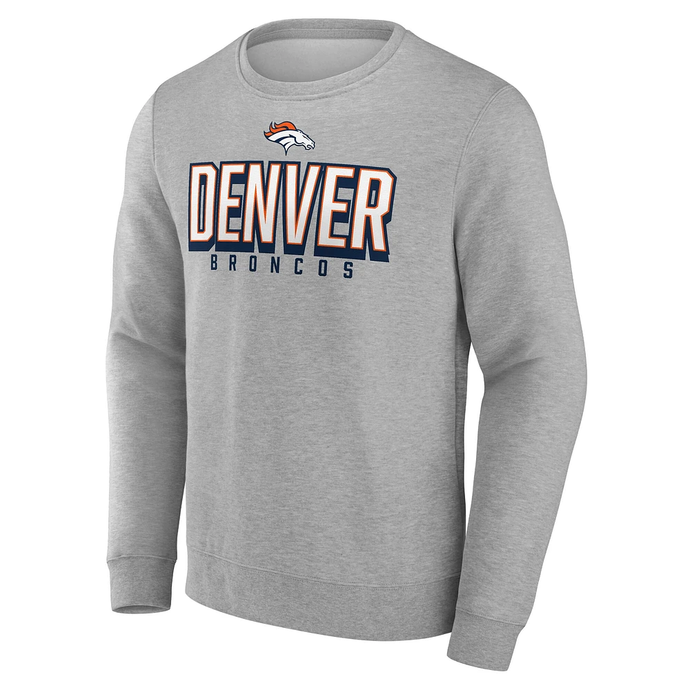 Men's Fanatics Heather Gray Denver Broncos Bold Move Pullover Sweatshirt