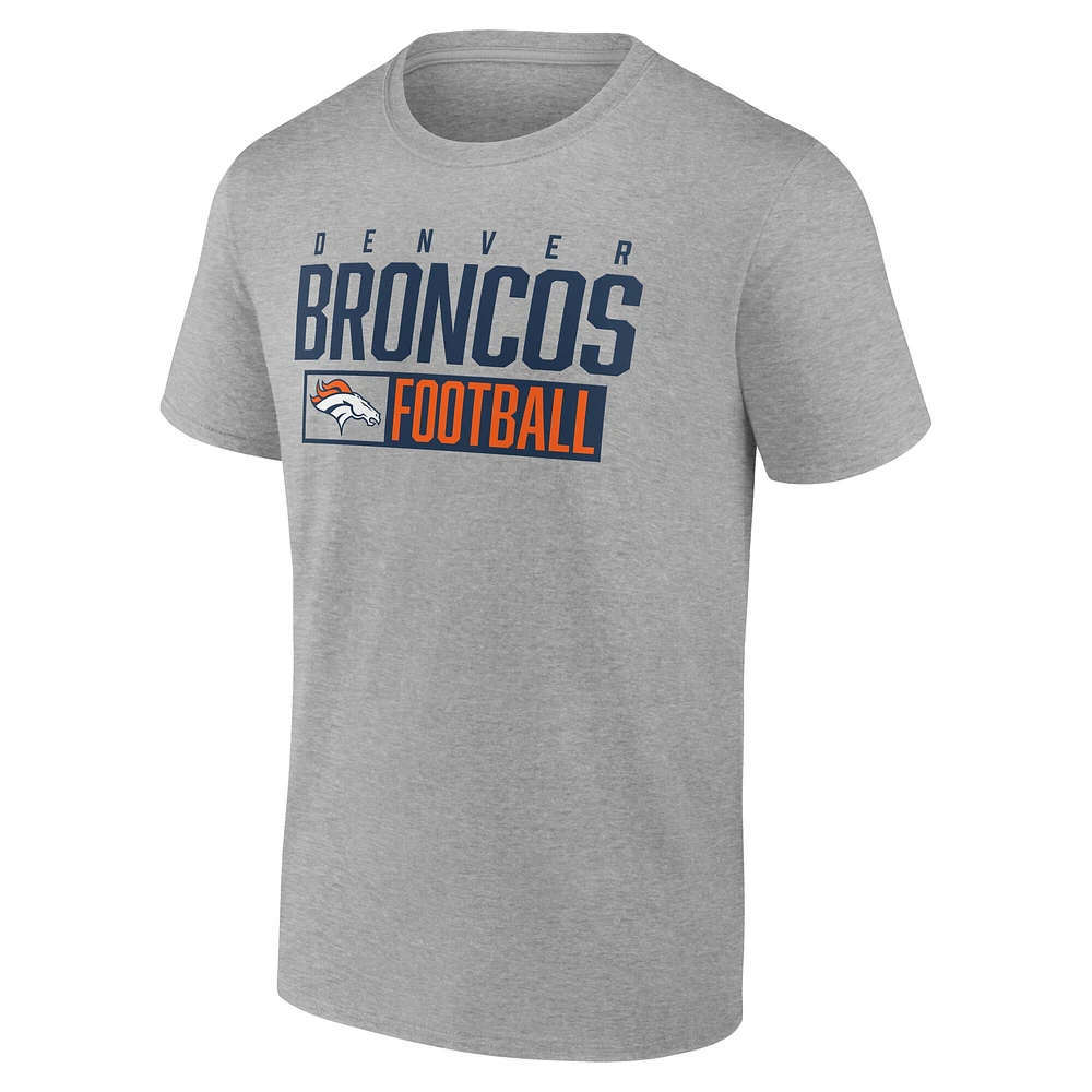 T-shirt Box Pop gris chiné pour homme de la collection Fanatics des Broncos Denver