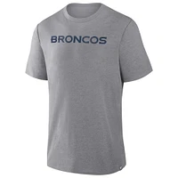 T-shirt tri-blend gris chiné Fanatics pour homme des Denver Broncos
