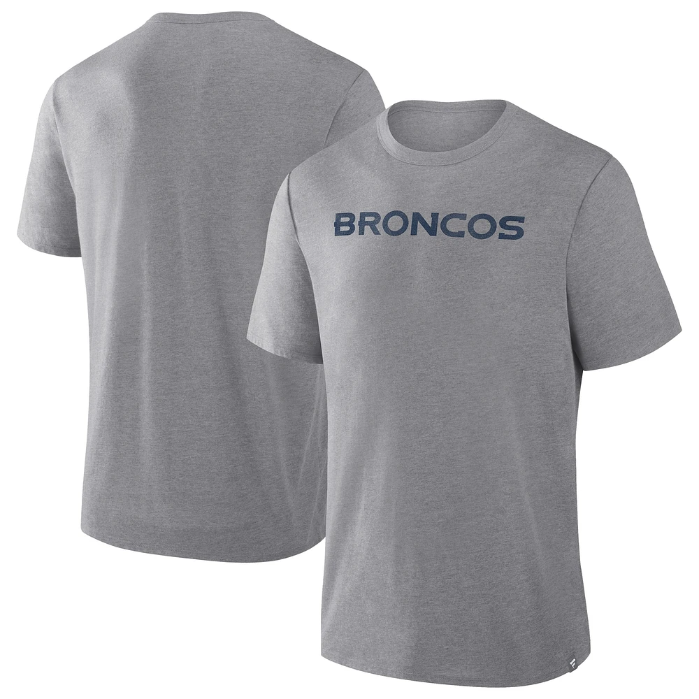 T-shirt tri-blend gris chiné Fanatics pour hommes des Broncos de Denver