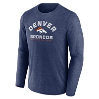 Men's Fanatics Heather Navy Denver Broncos Tech Arc Long Sleeve T-Shirt