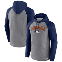 Sweat à capuche raglan pour hommes Fanatics gris chiné/marine Denver Broncos By Design