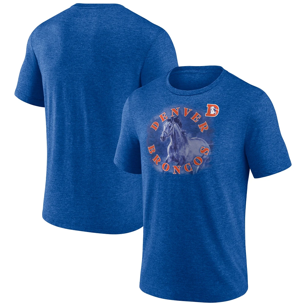 T-shirt à trois mélanges Fanatics Heathered Royal Denver Broncos Sporting Chance pour hommes