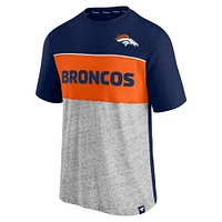 Men's Fanatics Navy/Heathered Gray Denver Broncos Colorblock T-Shirt