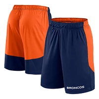 Short de lancement Fanatics bleu marine/orange pour homme des Denver Broncos