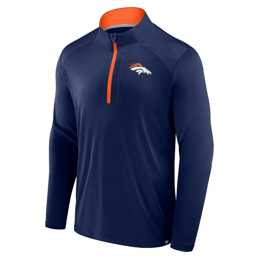 Veste zippée à manches longues et quart de zip pour homme Fanatics Navy Denver Broncos Defender