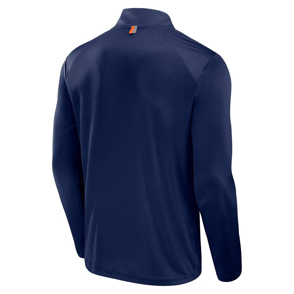 Men's Fanatics Navy Denver Broncos Defender Long Sleeve Quarter-Zip Jacket