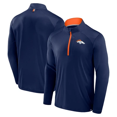 Veste zippée à manches longues et quart de zip pour homme Fanatics Navy Denver Broncos Defender