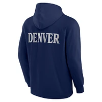 Men's Fanatics Navy Denver Broncos Elements Blaze Tri-Blend Long Sleeve Hoodie T-Shirt