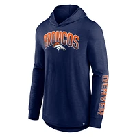 Men's Fanatics Navy Denver Broncos Front Runner Long Sleeve Hooded T-Shirt