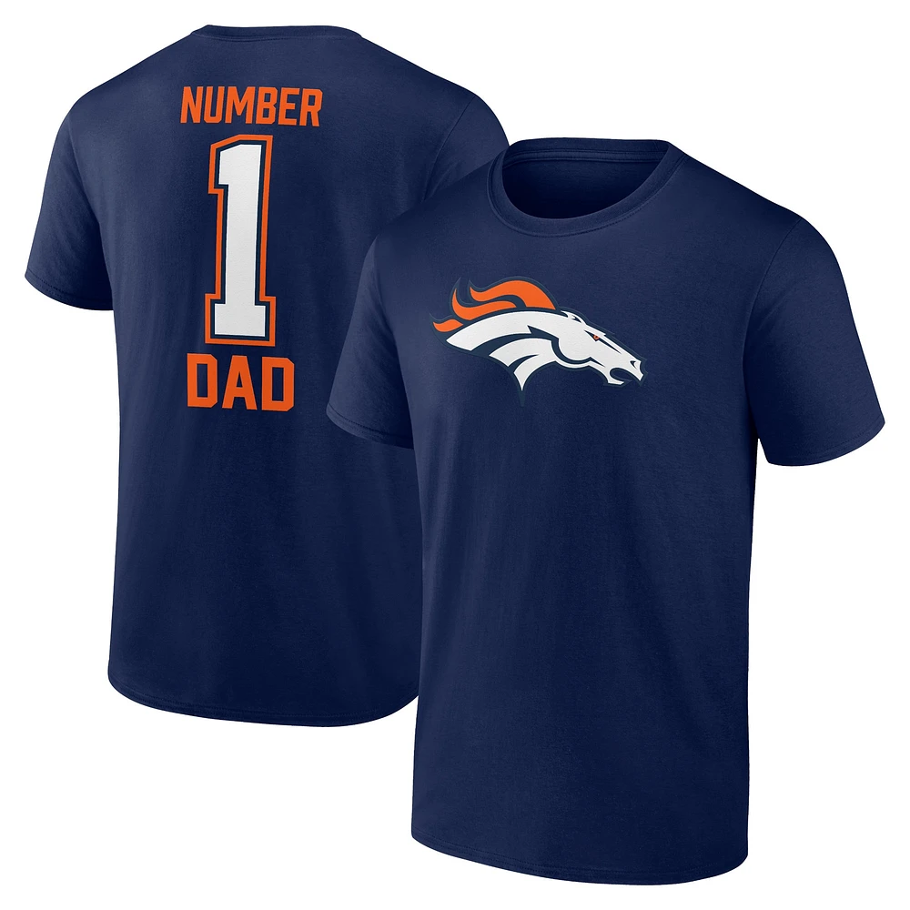 Men's Fanatics Navy Denver Broncos #1 Dad T-Shirt