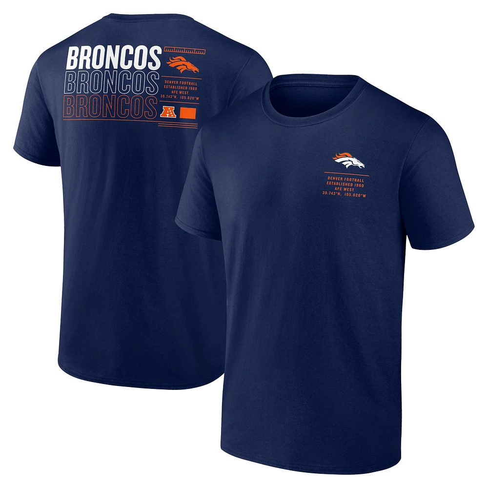 T-shirt Fanatics pour hommes bleu marine Denver Broncos Repeat Stats