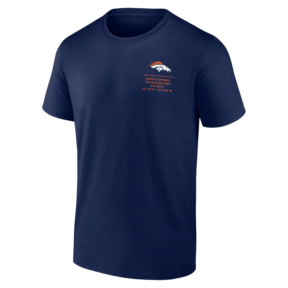 T-shirt Fanatics pour hommes bleu marine Denver Broncos Repeat Stats