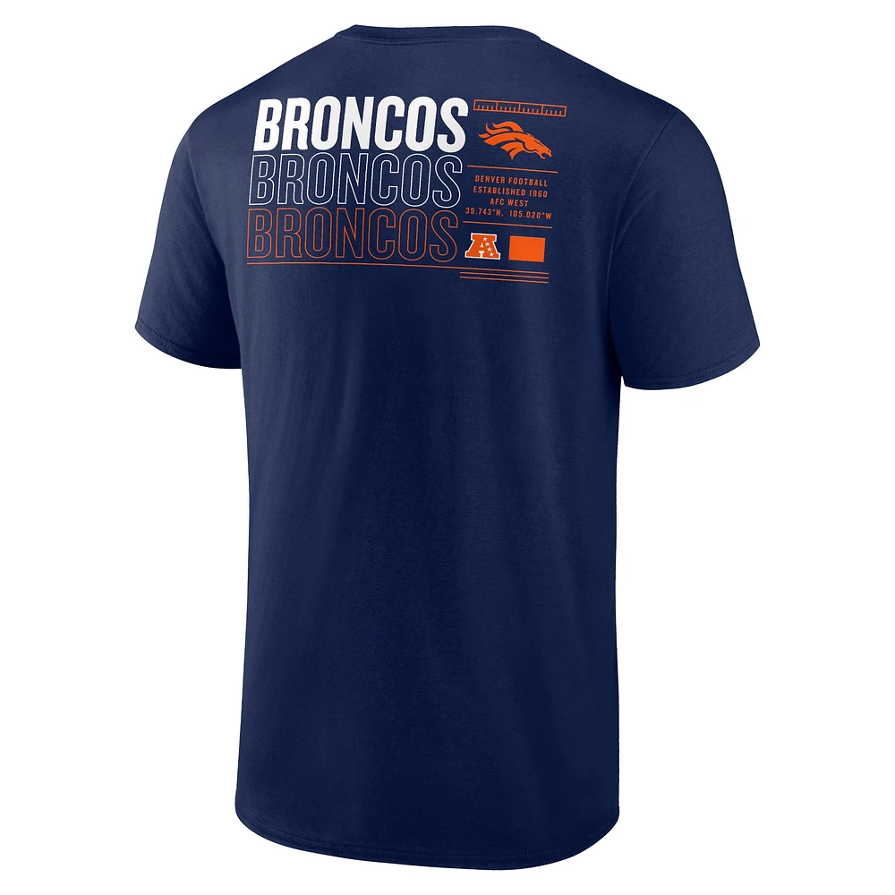 T-shirt Fanatics pour hommes bleu marine Denver Broncos Repeat Stats