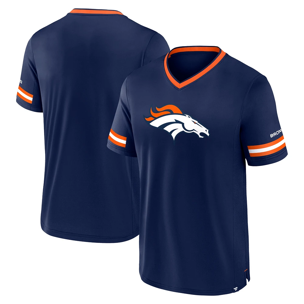 T-shirt empilable à rayures Fanatics bleu marine Denver Broncos pour hommes