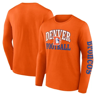 T-shirt à manches longues Fanatics Orange Denver Broncos Vintage Combo Up Two pour hommes