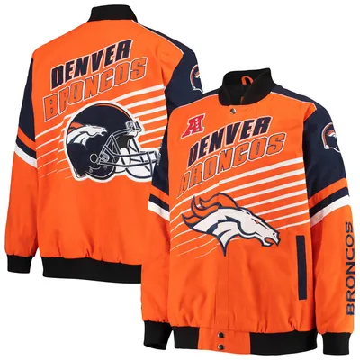 Denver Broncos G-III Sports by Carl Banks Extreme Strike Cotton Twill Full-Snap Jacket - Orange/Navy