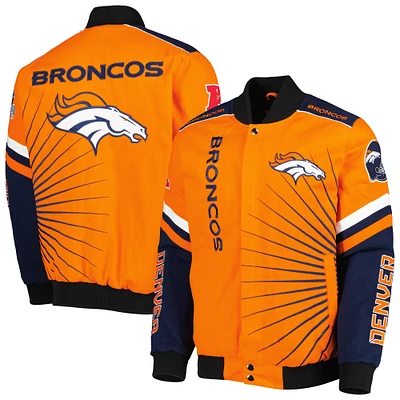 Men's G-III Sports by Carl Banks Orange Denver Broncos Extreme Redzone Full-Snap Varsity Jacket