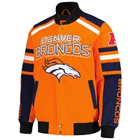 Men's G-III Sports by Carl Banks Orange Denver Broncos Power Forward Racing Full-Snap Jacket