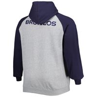 Men's Heather Gray Denver Broncos Big & Tall Fleece Raglan Full-Zip Hoodie Jacket