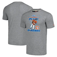 Men's Homage John Elway Gray Denver Broncos NFL Blitz Retired Player Tri-Blend T-Shirt