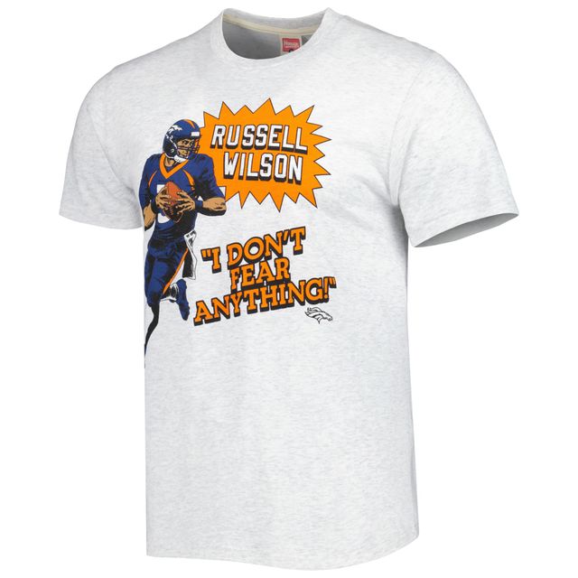 T-shirt triple mélange Hommage pour hommes Russell Wilson Ash Denver Broncos Caricature Player