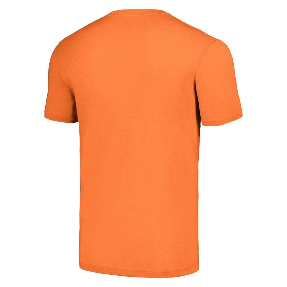 Hommage pour hommes Terrell Davis Heathered Orange Denver Broncos Caricature Joueur retraité T-shirt triple mélange