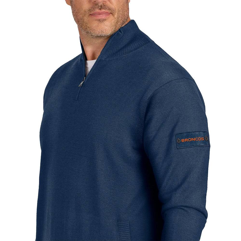 Pull zippé à quart de tour Denver Broncos bleu marine J. Palmer pour homme