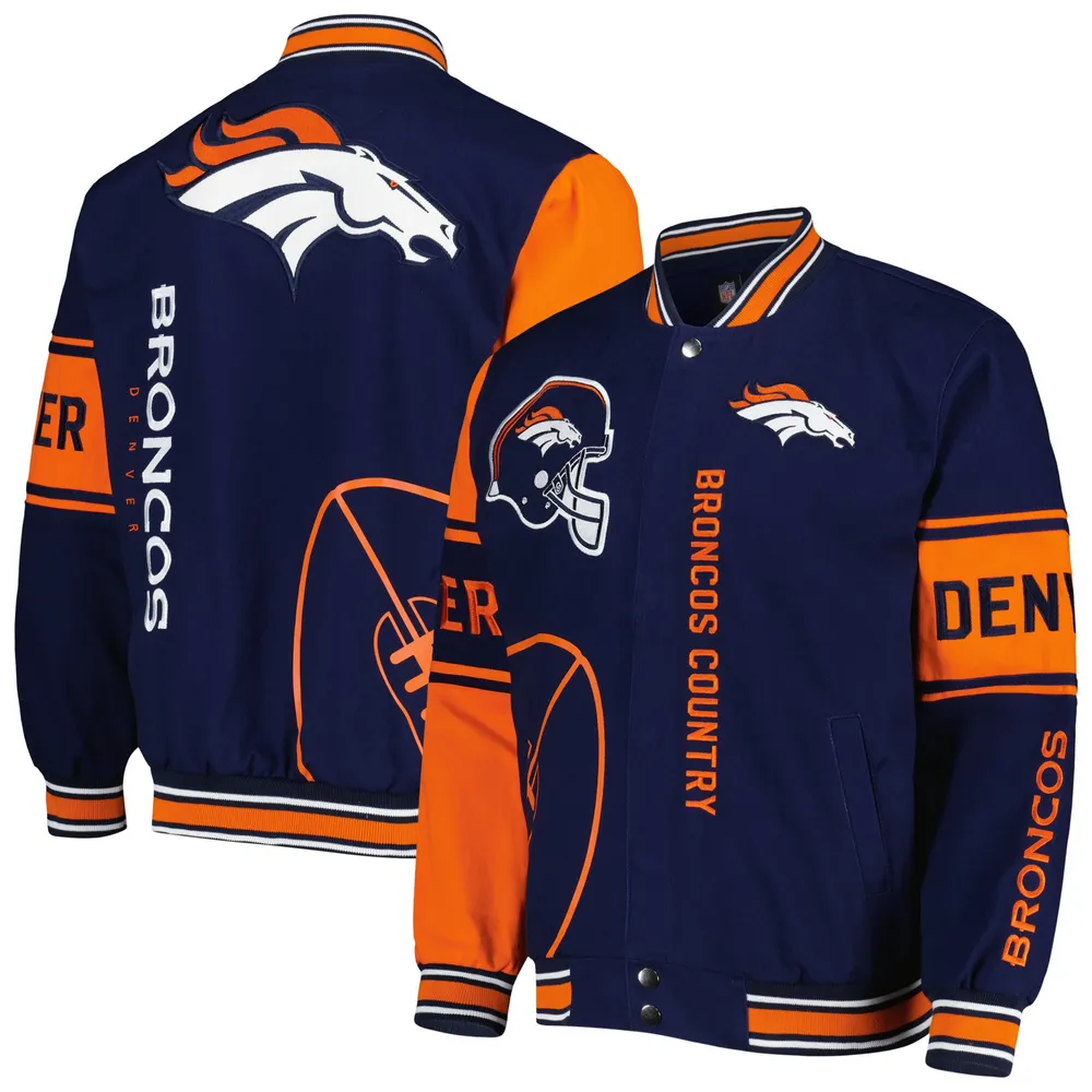 G-III SPORTS BY CARL BANKS Men's G-III Sports by Carl Banks Orange/Navy  Denver Broncos Extreme Strike Cotton Twill Full-Snap Jacket