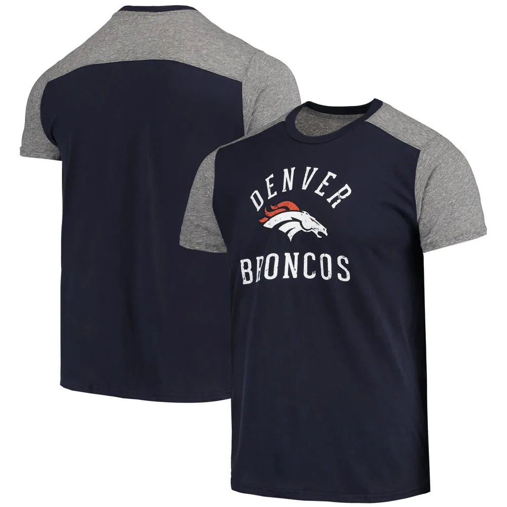 Majestic Threads - T-shirt flammé pour homme Denver Broncos Field Goal bleu marine/gris