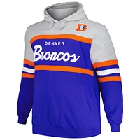 Sweat à capuche Mitchell & Ness Heather Grey/Royal Denver Broncos Big Tall Head Coach pour hommes