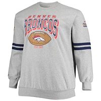 Men's Mitchell & Ness Heathered Gray Denver Broncos Big Tall Allover Print Pullover Sweatshirt