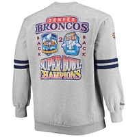 Men's Mitchell & Ness Heathered Gray Denver Broncos Big Tall Allover Print Pullover Sweatshirt