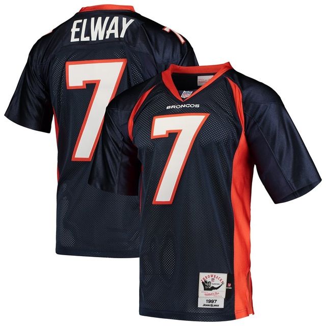 Maillot de joueur retraité authentique Throwback des Denver Broncos la marine John Elway Mitchell & Ness pour hommes